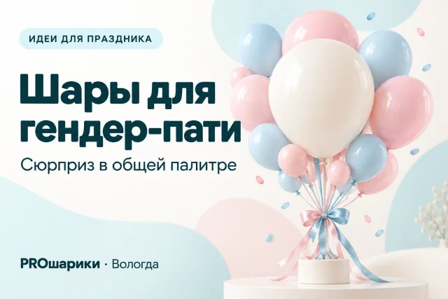 Оформление гендер-пати шарами в Вологде: сюрприз и декор одной палитрой
