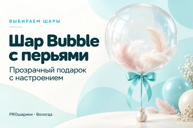 Шар Bubble с перьями и надписью в Вологде: как выбрать прозрачный подарок