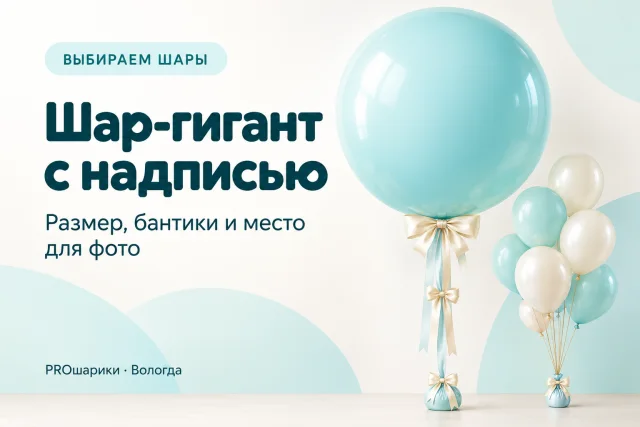 Шар-гигант с надписью в Вологде: размер, бантики и место для фотографии