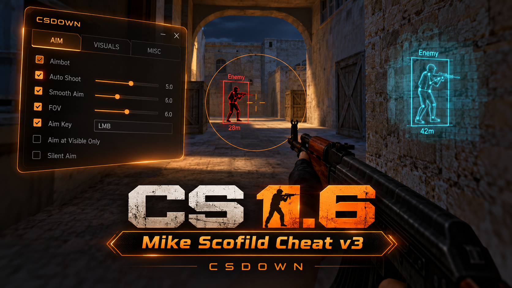 CS 1.6 Mike Scofild v3 — Вулкан и Neon Electro — скриншот 1