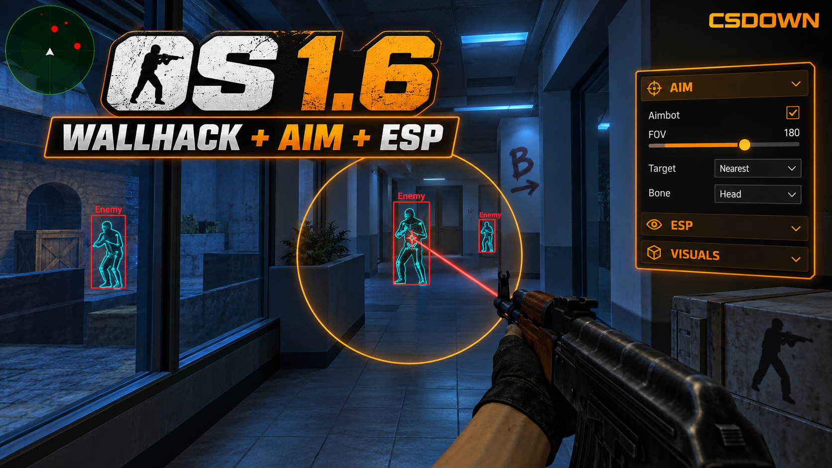 CS 1.6 WH + AIM + ESP — Драгон Лор и Красная линия — скриншот 1