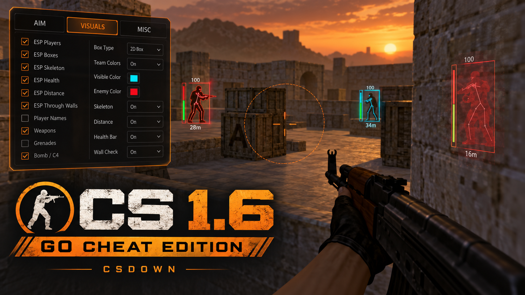 CS 1.6 GO HD — новое меню команд и бабочка «Зуб тигра» — скриншот 1