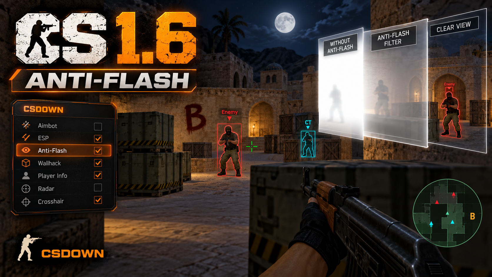 CS 1.6 Anti-Flash — тема гранат и AK-47 Anubis — скриншот 1