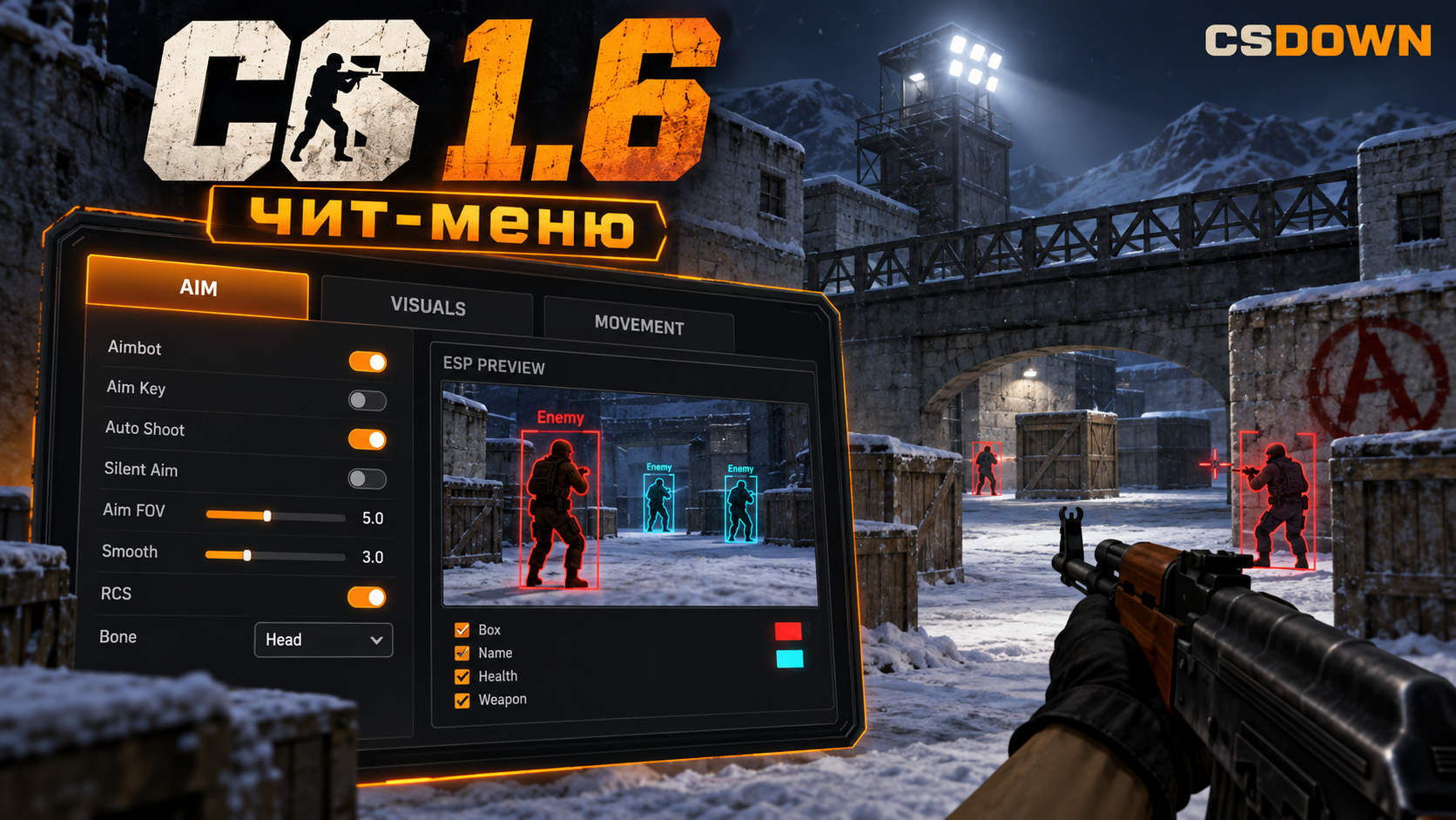 CS 1.6 Cheat Menu — русское меню и нож «Легенды» — скриншот 1