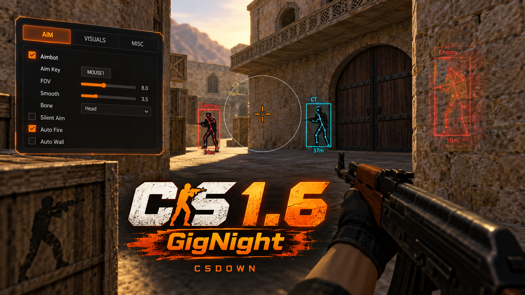 CS 1.6 GigNight Winter — снежный Dust и M9 «Неонуар» — скриншот 1