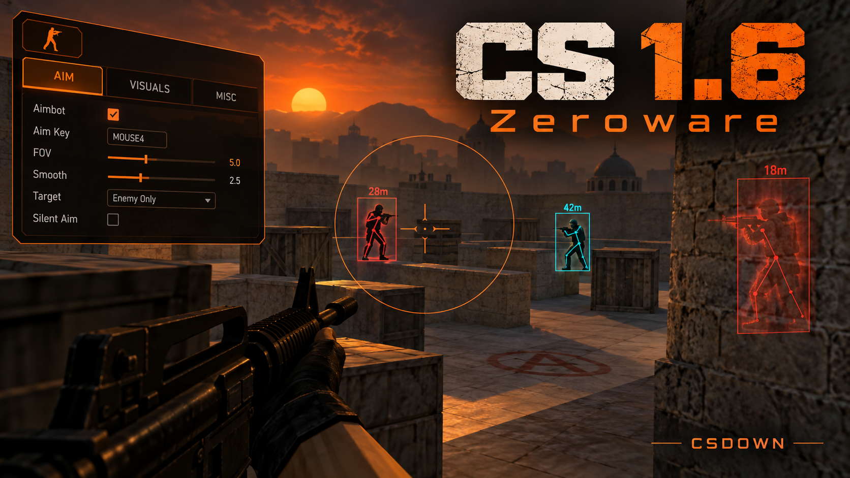 CS 1.6 Zeroware — аим и нож-бабочка «Лапки» — скриншот 1