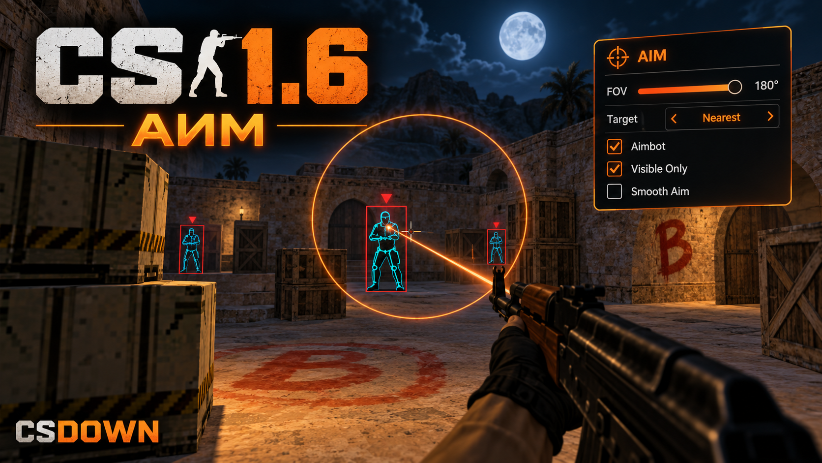 CS 1.6 Smooth Aim — плавное наведение и неоновые скины — скриншот 1