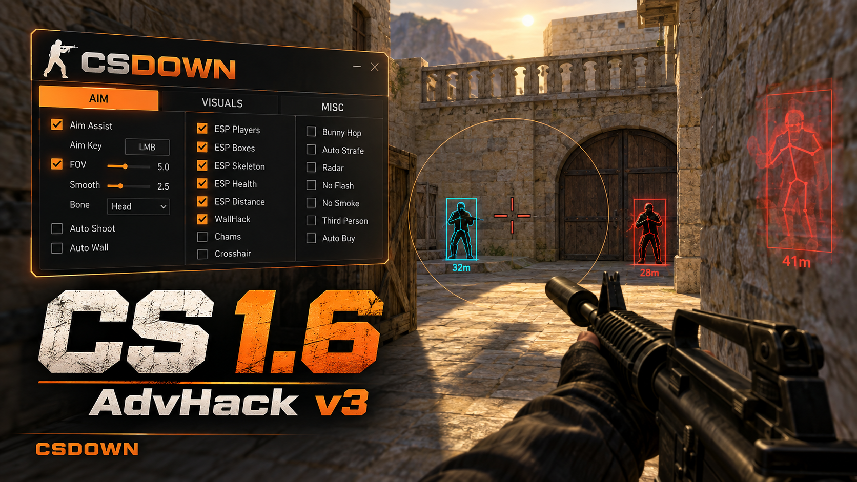 CS 1.6 AdvHack v3 — AIM, WH и M9 «Автотроника» — скриншот 1