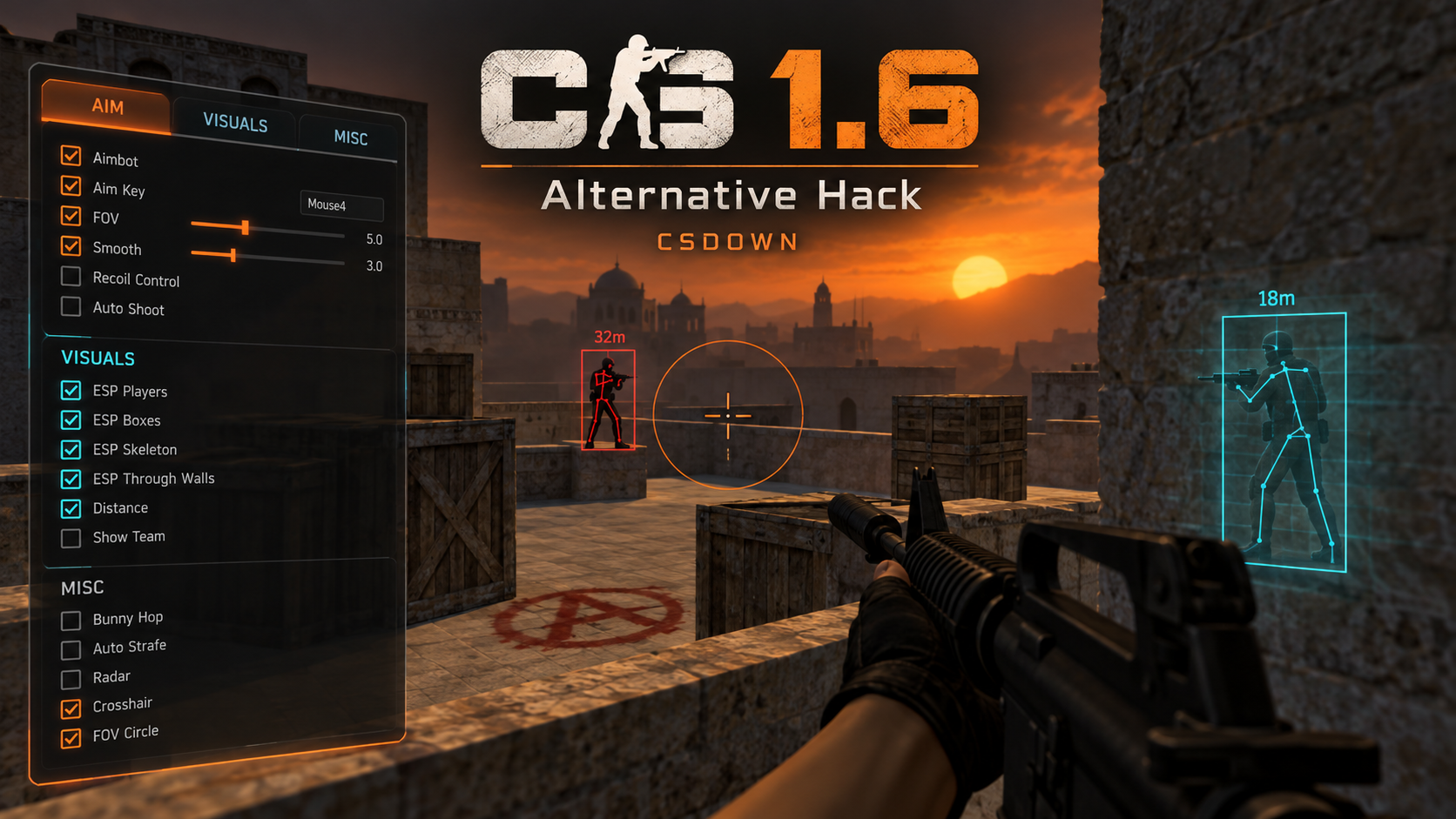 CS 1.6 Alternative Hack — Коготь и неоновое оформление — скриншот 1