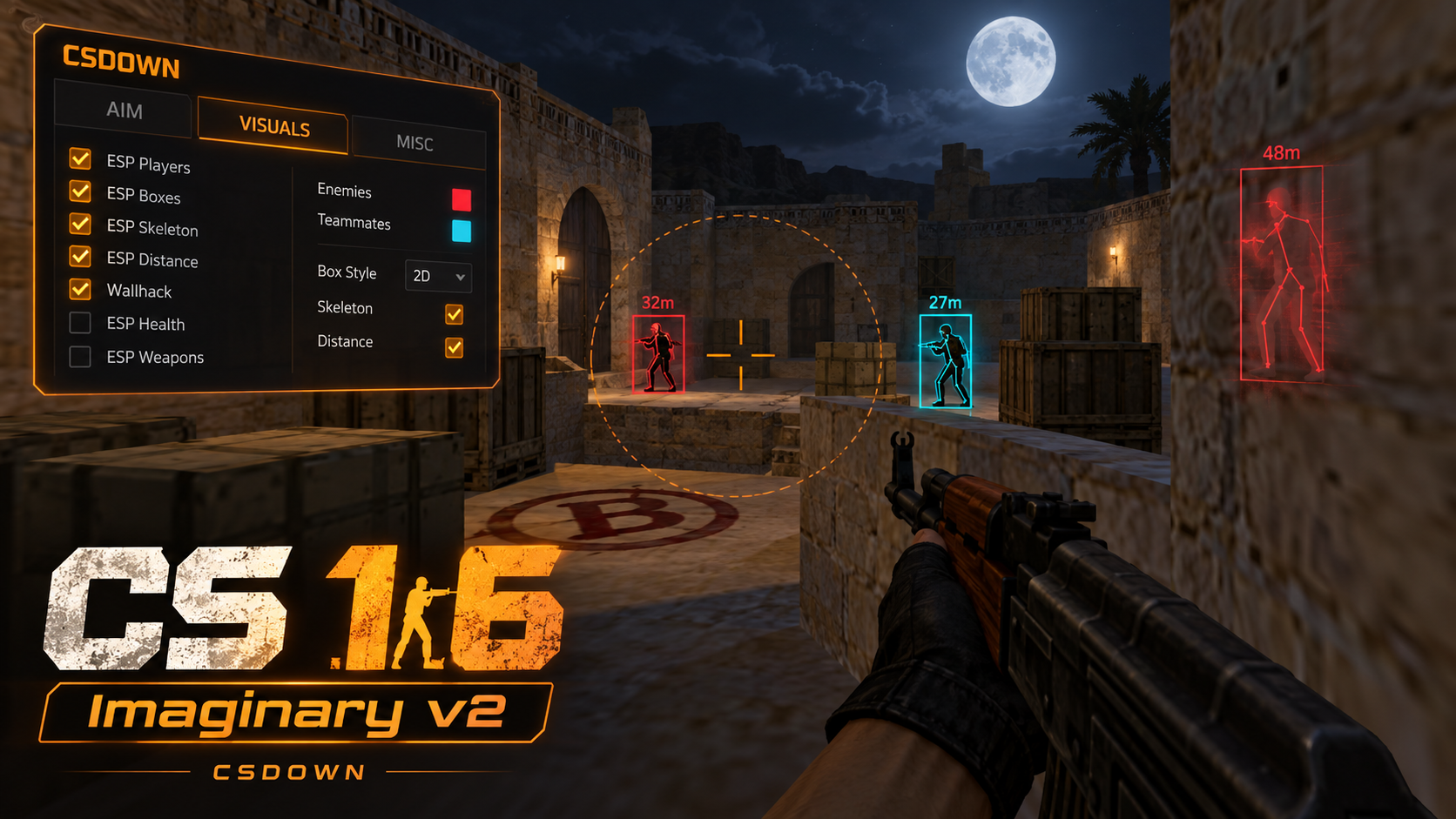 CS 1.6 Imaginary v2 — аим и золотые акценты оружия — скриншот 1