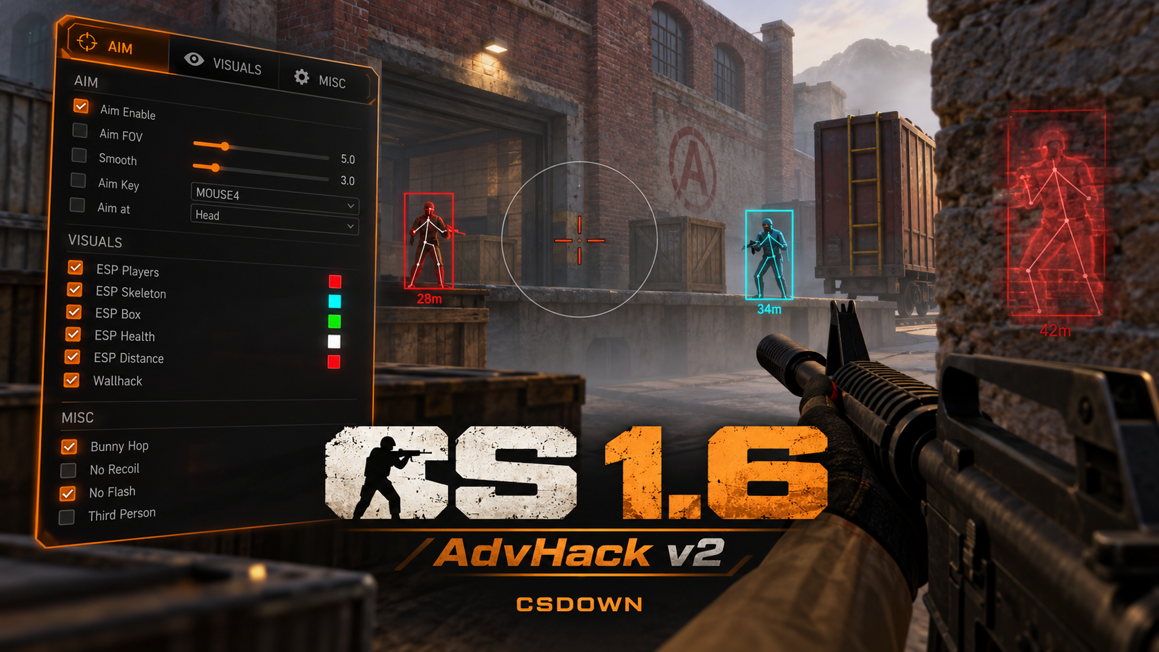 CS 1.6 AdvHack v2 — подсветка и скелетный нож «Градиент» — скриншот 1
