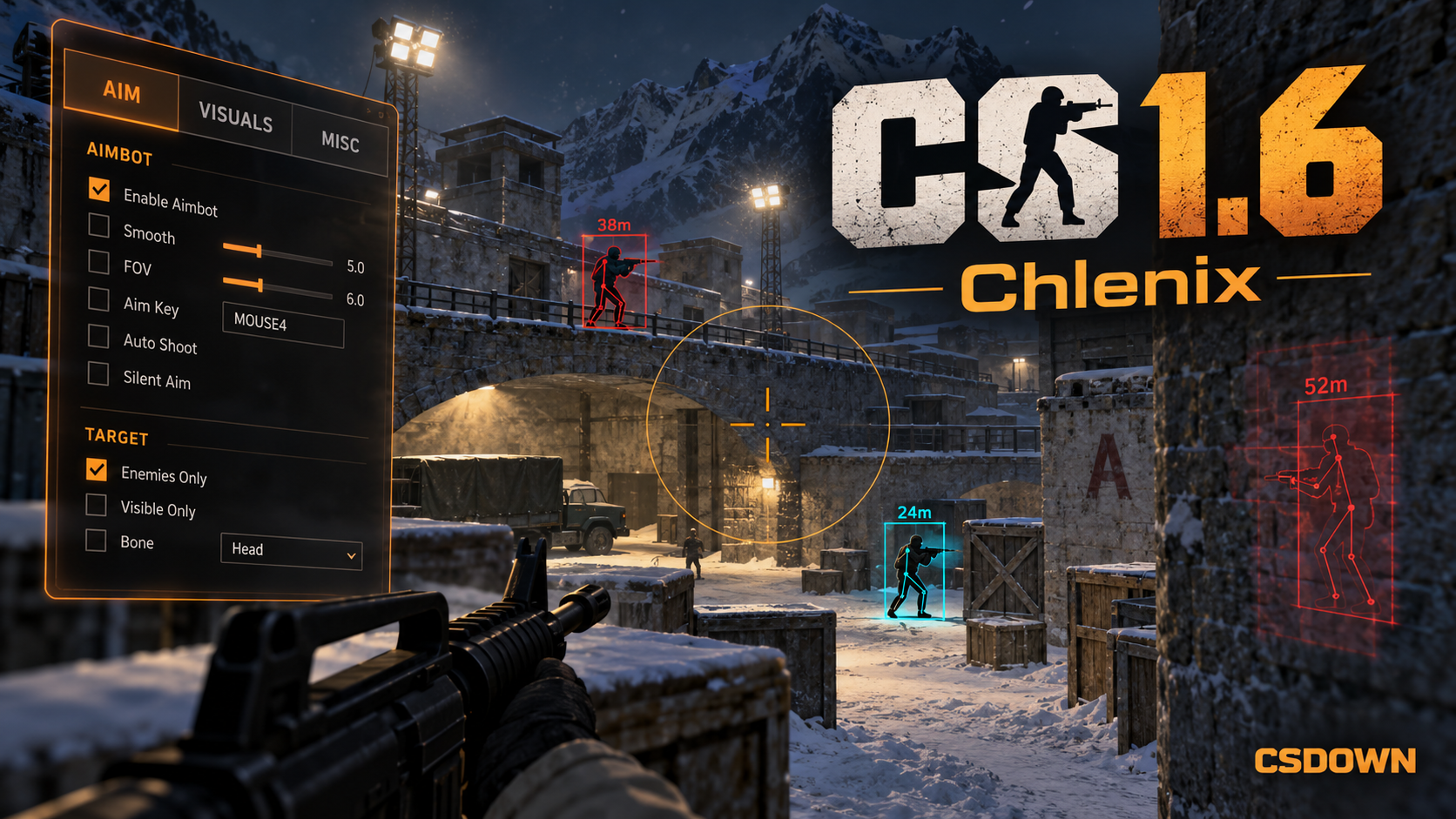 CS 1.6 Chlenix — AIM, WH и керамбит «Пламя» — скриншот 1