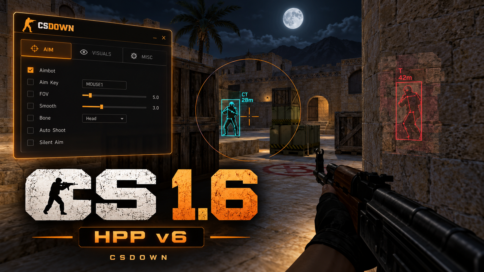 CS 1.6 HPP v6 — меню настроек и AK-47 «Чёрный картель» — скриншот 1