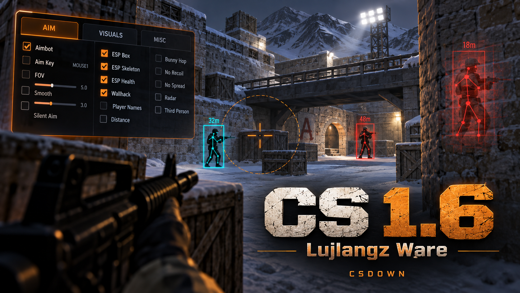 CS 1.6 Lujlangz Ware — меню функций и M9 «Автотроника» — скриншот 1