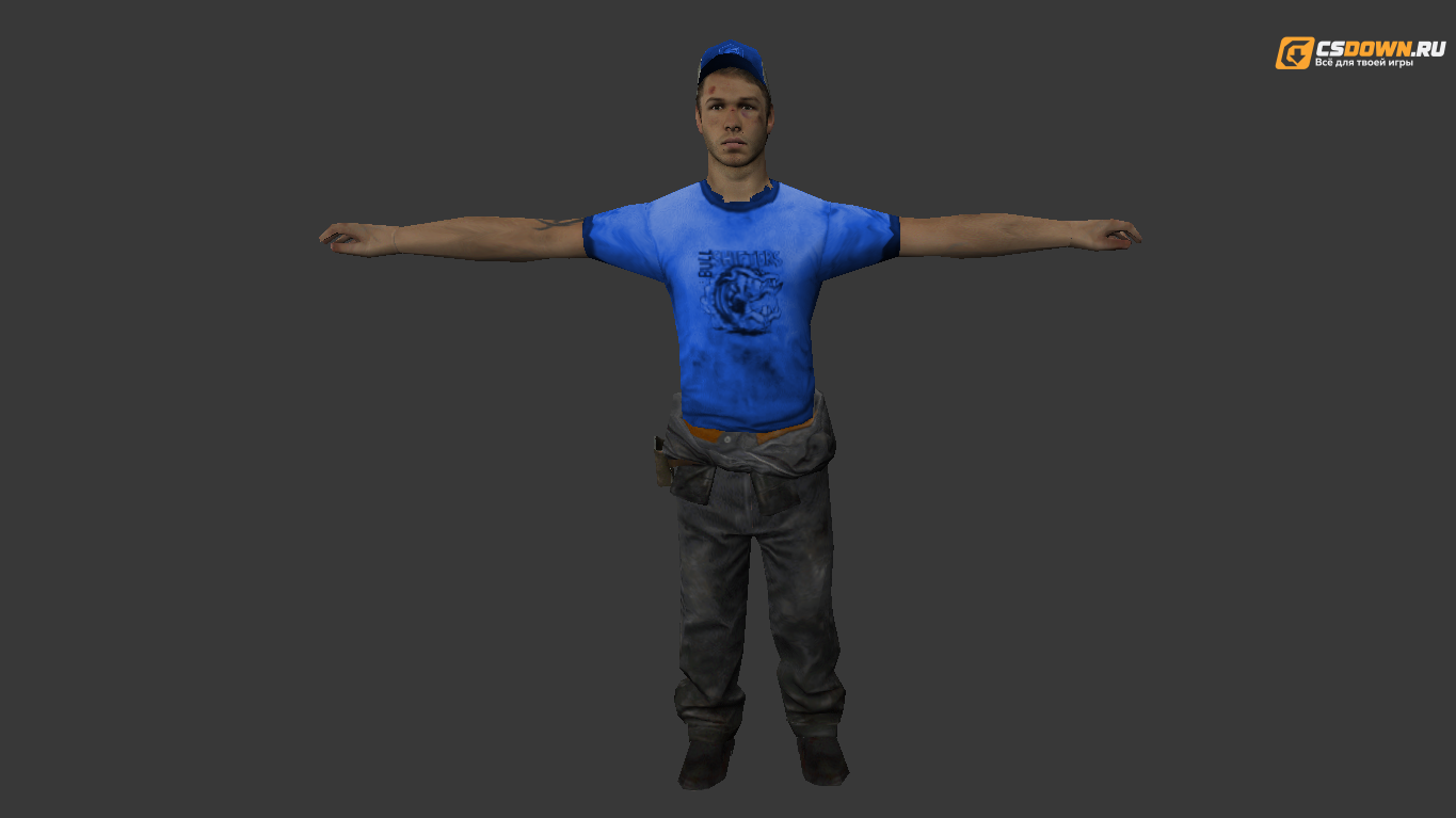 Модель «Ellis L4D2 в синей футболке» для CS 1.6 — скриншот 1