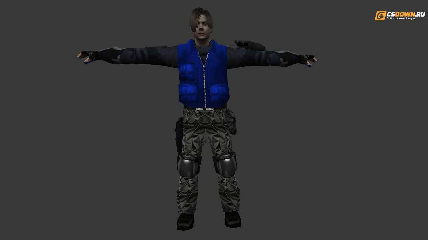 Модель «Leon Remake в синем жилете» для CS 1.6 — скриншот 1