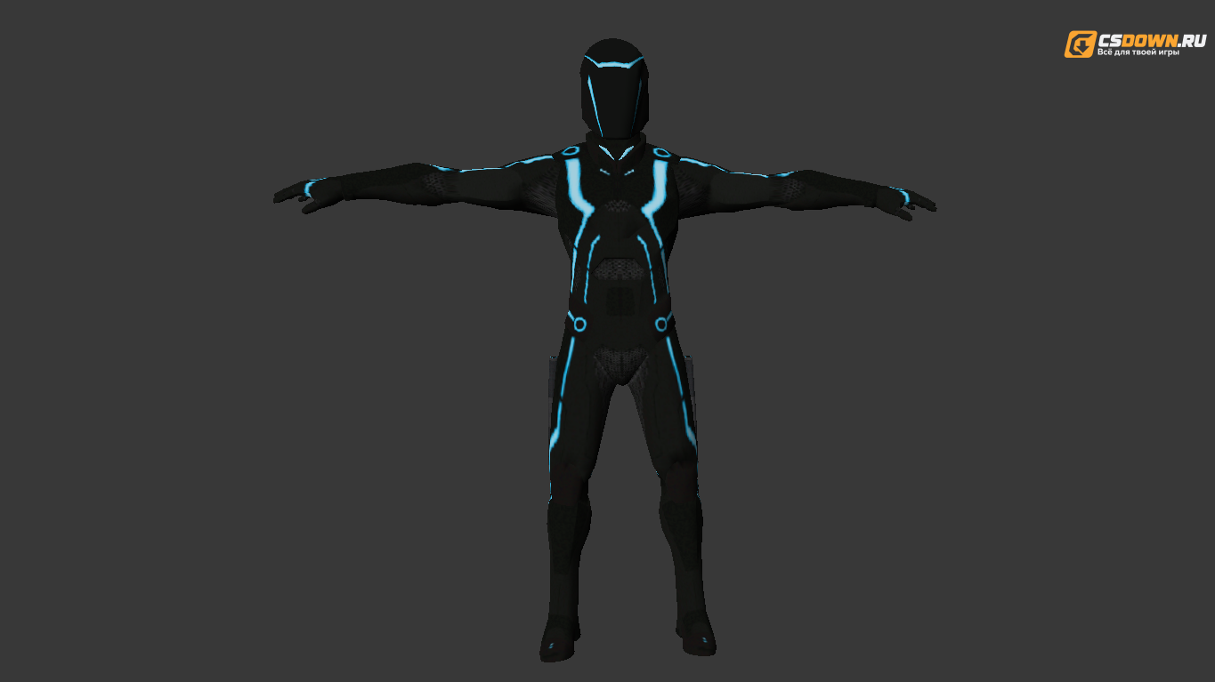Модель «Tron в чёрном костюме с голубыми линиями» для CS 1.6 — скриншот 1