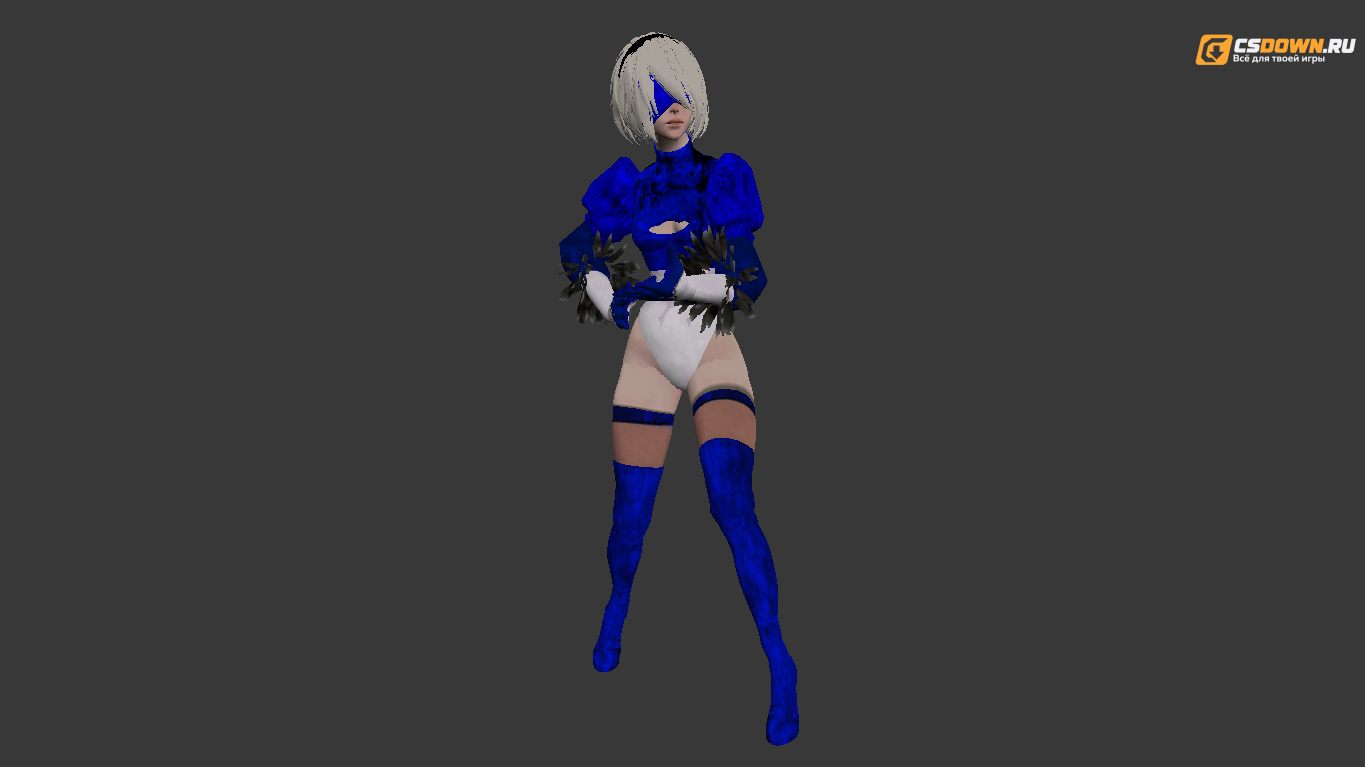 Женская модель «Yorha с серебристым каре и синими сапогами» для CS 1.6 — скриншот 1