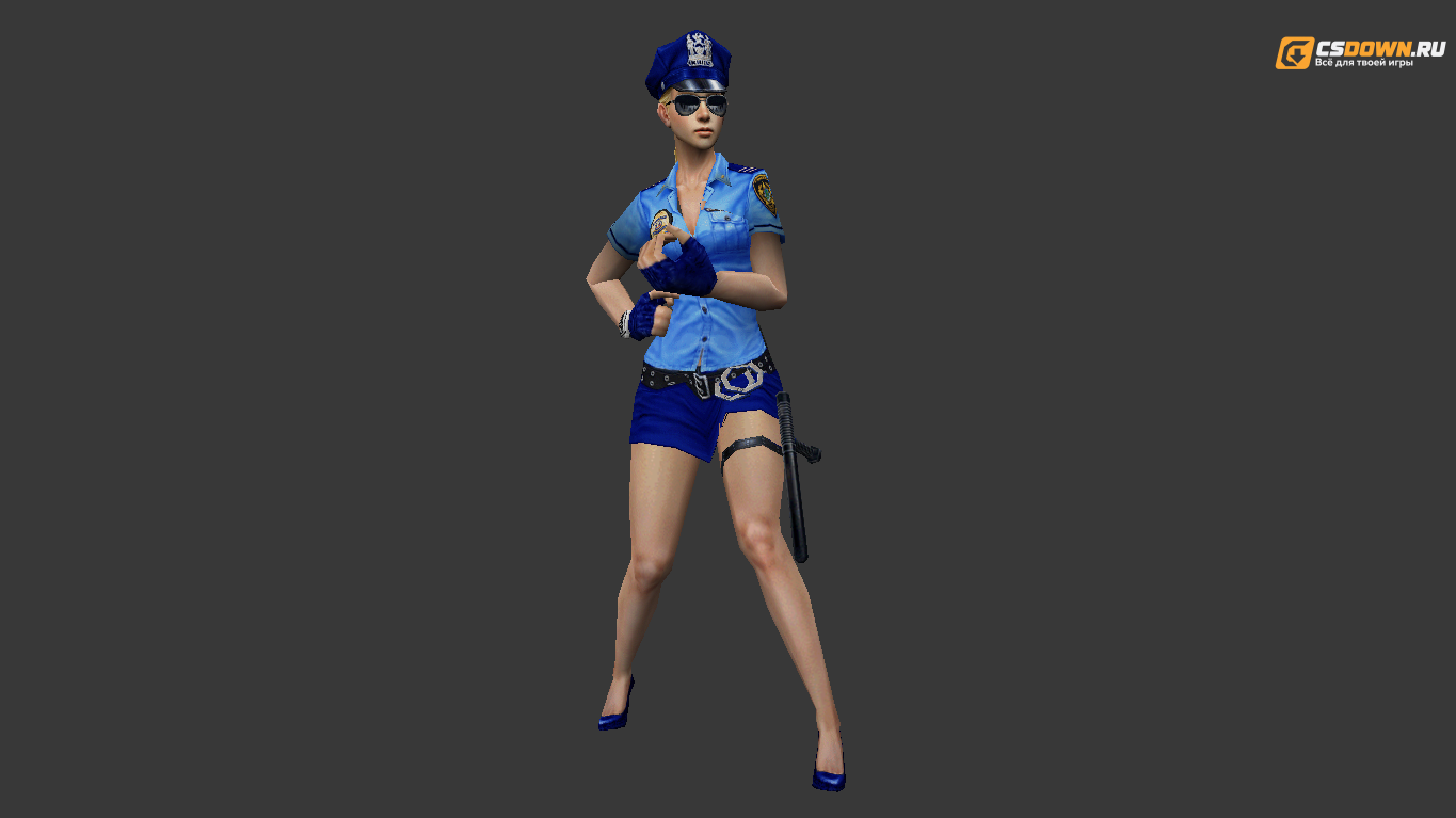 Модель «Policegirl в синей фуражке и шортах» для CS 1.6 — скриншот 1