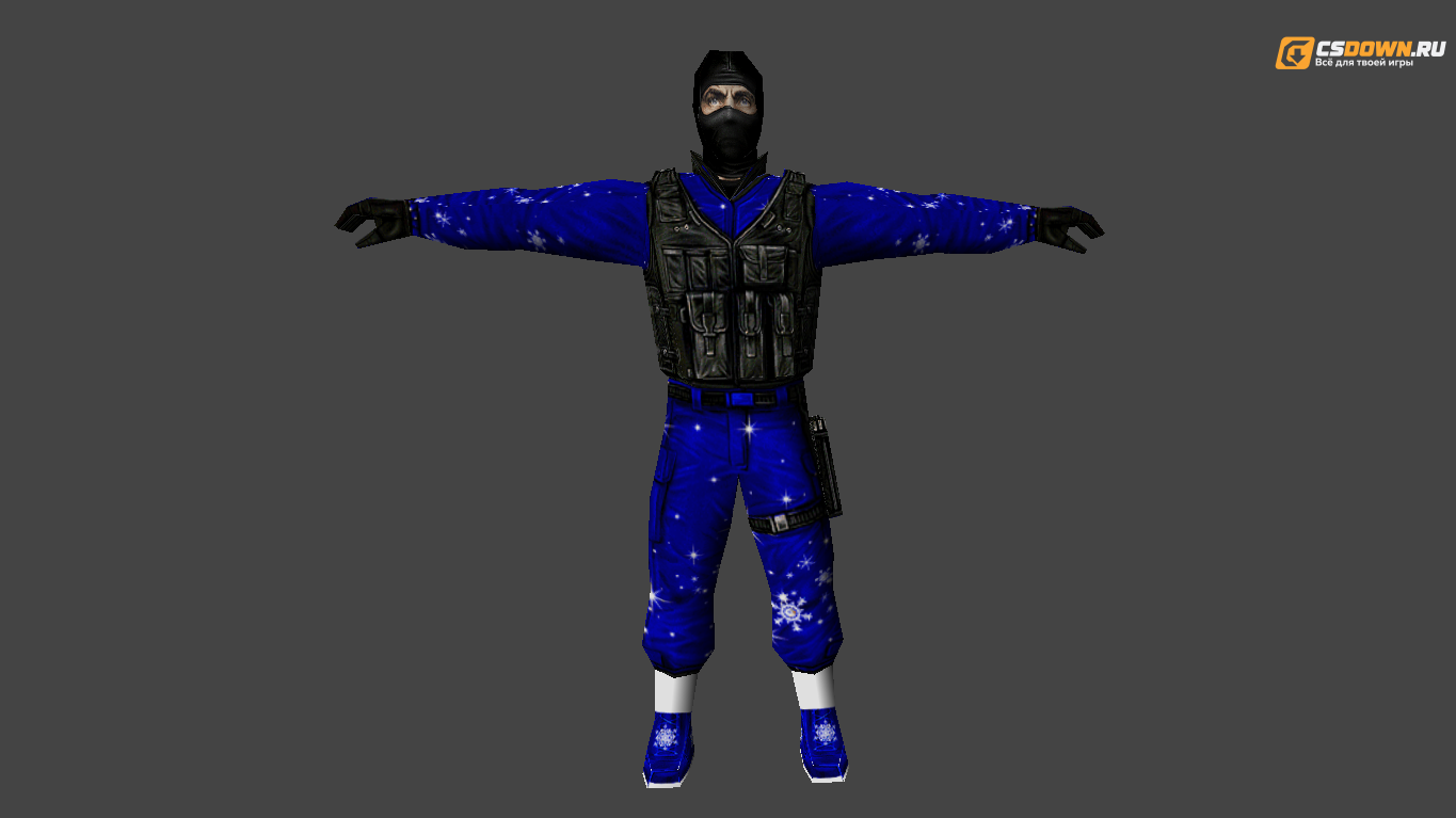 Модель «New Year Skins в синем пятнистом комплекте» для CS 1.6 — скриншот 1