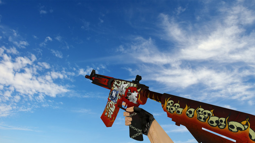 «M4A4 | Адское пламя» с наклейками для CS 1.6 — скриншот 1