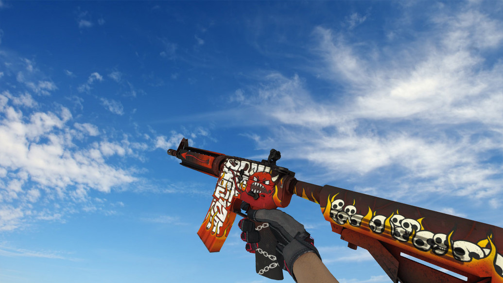 M4A4 Адское пламя с тёмными перчатками для CS 1.6 — скриншот 1