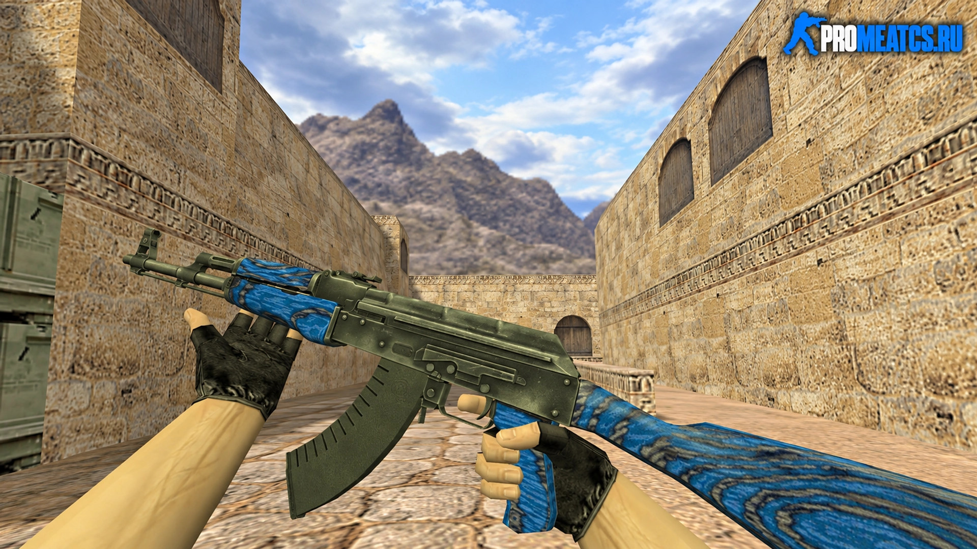 Модель AK-47 «Синий ламинат» для CS 1.6 — скриншот 1