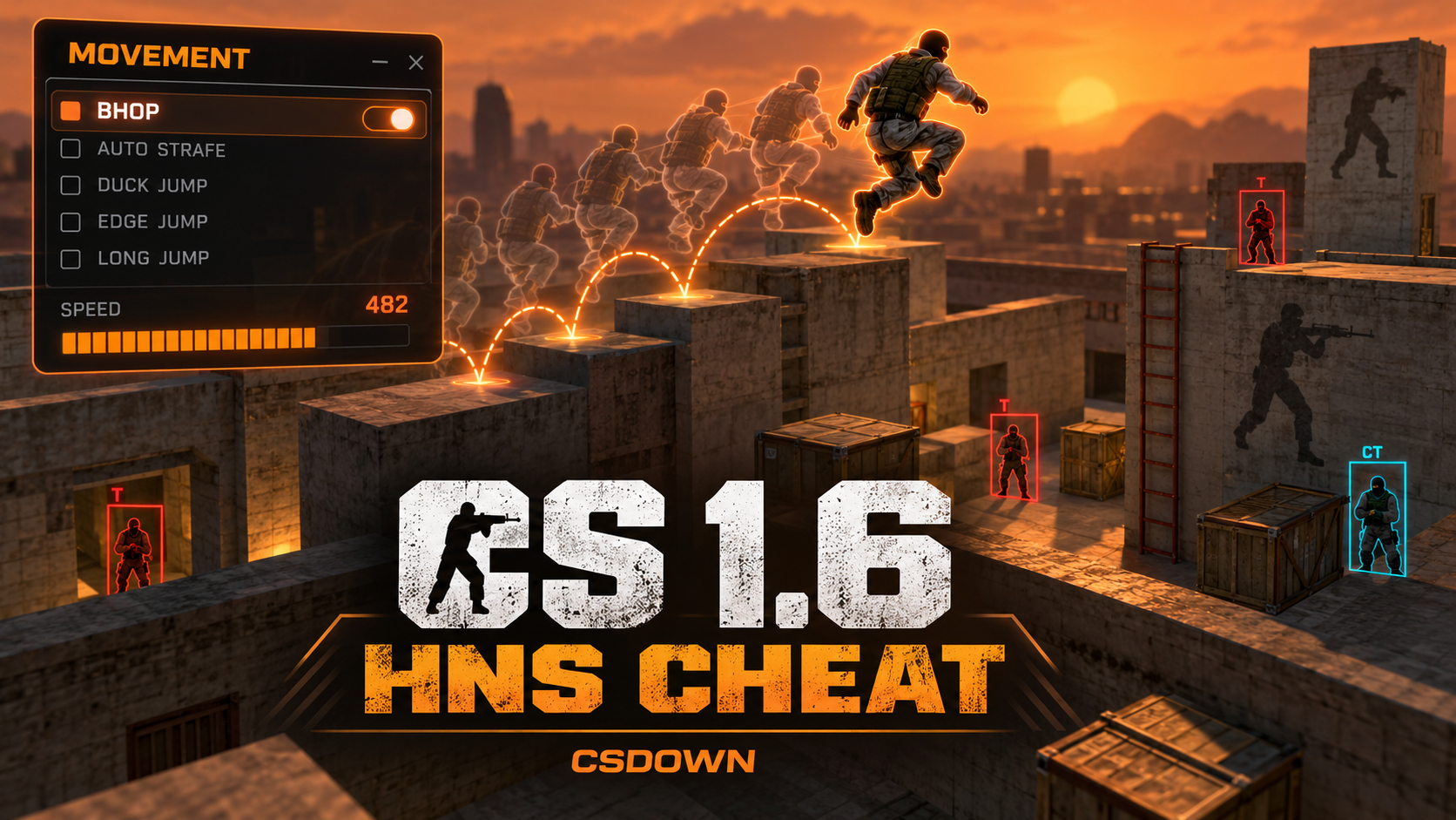 CS 1.6 HNS — движение и пространство карты — скриншот 1