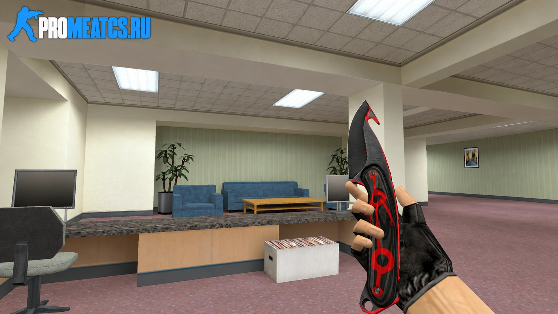 Модель ножа с лезвием-крюком «Кибер красный» для CS 1.6